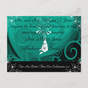 Christian Wedding Invitation Blue Teal Cala Lily