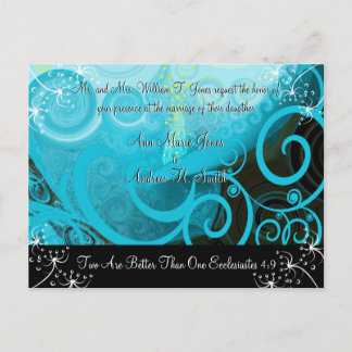 Christian Wedding Invitation Blueberry Cala Lily Postcard