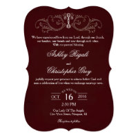 Christian Wedding Invitation - Burgundy & Grey