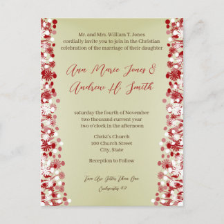 Christian Wedding Invitation Carmel and Blueberry Postcard