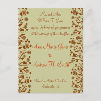 Christian Wedding Invitation Carmel and Blueberry Postcard
