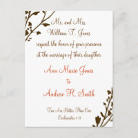 Christian Wedding Invitation Deep Chocolate