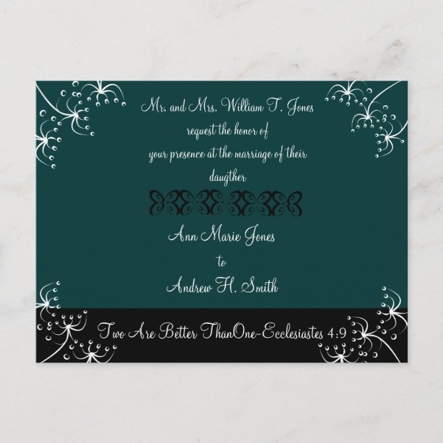 Christian Wedding Invitation Deep Teal (Front)