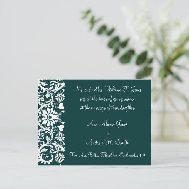 Christian Wedding Invitation Deep Teal (Standing Front)