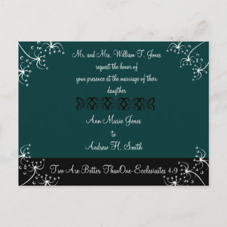 Christian Wedding Invitation Deep Teal Postcard