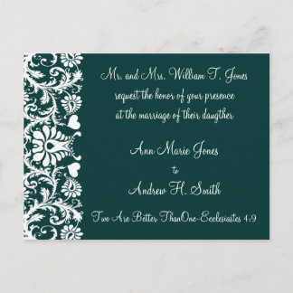 Christian Wedding Invitation Deep Teal Postcard