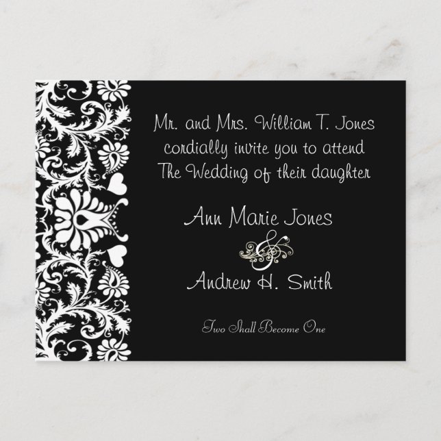 Christian Wedding Invitation Elegant Black & White (Front)