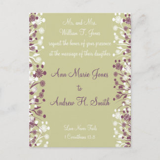 Christian Wedding Invitation Grape White Taupe Postcard