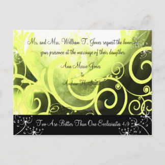 Christian Wedding Invitation Green Cala Lily Postcard
