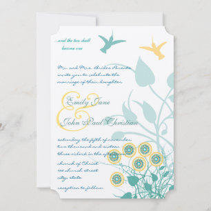Christian Wedding Invitation Humming Birds Flowers