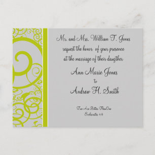 Christian Wedding Invitation Lime & A Little Dust Postcard