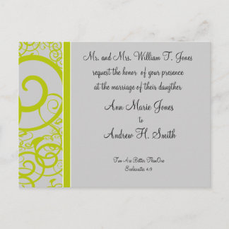 Christian Wedding Invitation Lime & A Little Dust Postcard