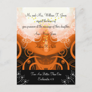 Christian Wedding Invitation Orange Cala Lily Postcard