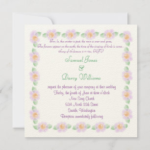 Christian Wedding Invitation - Purple flowers