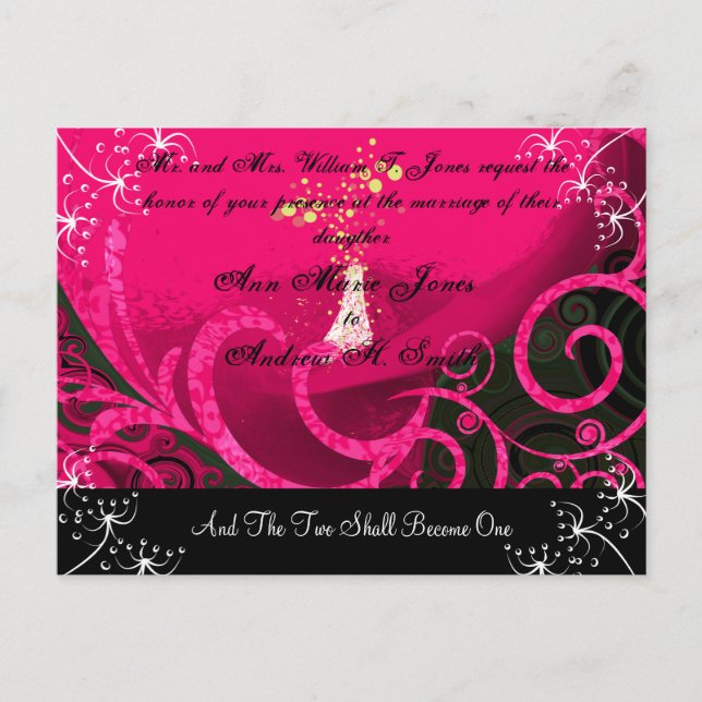 Christian Wedding Invitation Rasberry Cala Lily (Front)