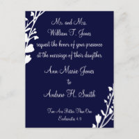 Christian Wedding Invitation Rich Deep Blueberry
