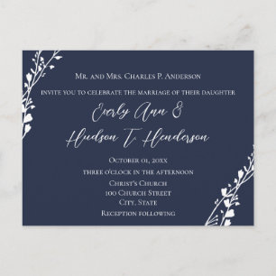 Christian Wedding Invitation Rich Deep Blueberry Postcard
