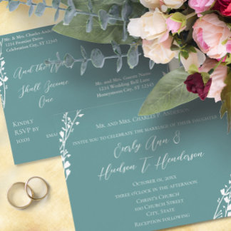 Christian Wedding Invitation Sea Blue Sherbert Postcard