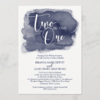 Christian Wedding Invitation - Watercolor Navy