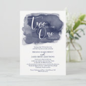 Christian Wedding Invitation - Watercolor Navy (Standing Front)