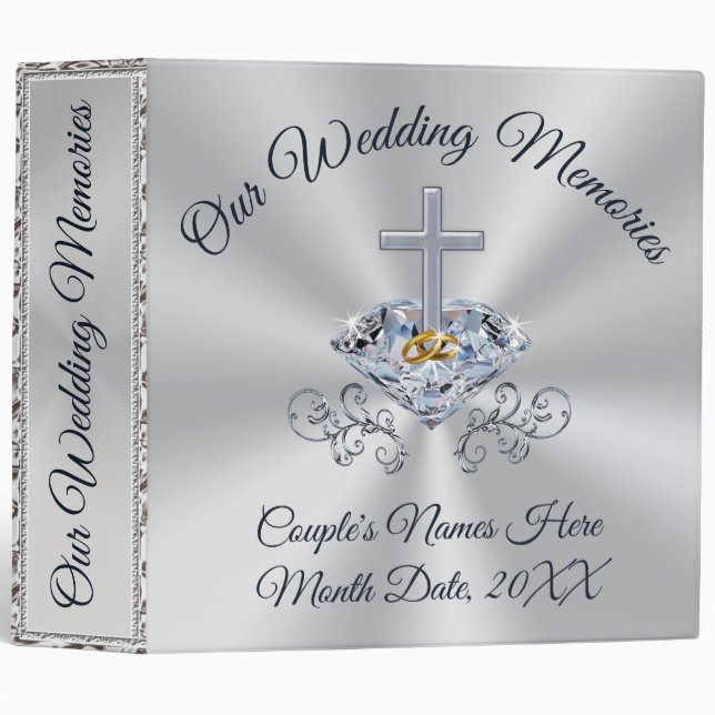 Christian Wedding Photo Albums Personalized 3 Ring Binder (Front/Spine)