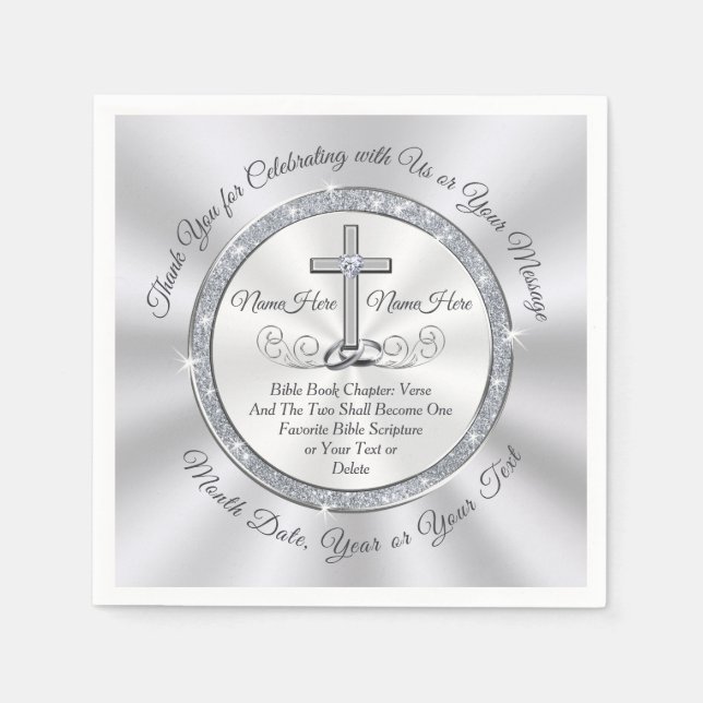 CHRISTIAN Wedding Theme Ideas, Christian Wedding Napkins (Front)