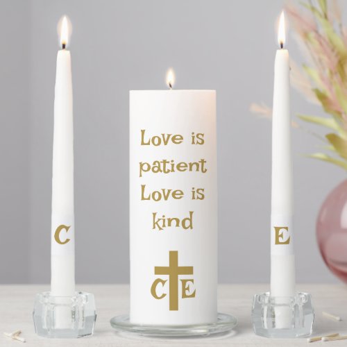 Christian Wedding Unity Candle Set Customizable 