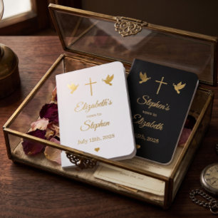 Christian Wedding Vow Book His and Hers Gold Foil