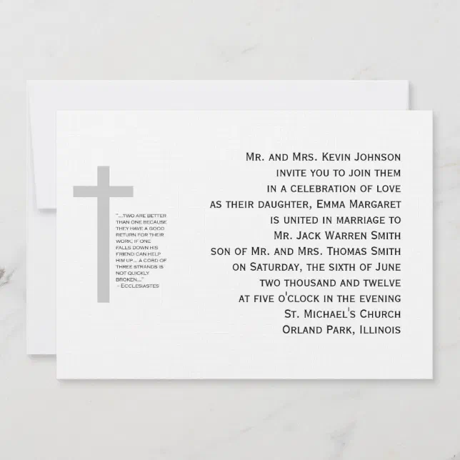 Christian Weddings Cord Three Strands Invitation 