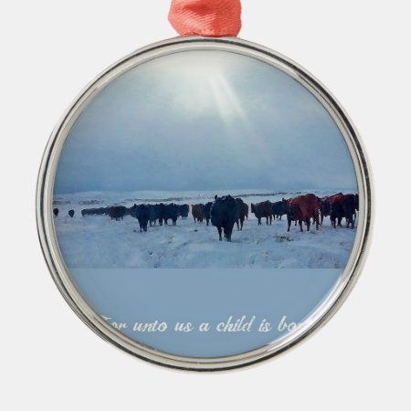 Christian Western Art Of Cattle And Cows Metal Ornament