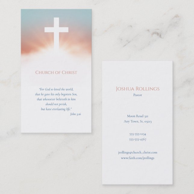 Christian White Cross Business Card (Front/Back)