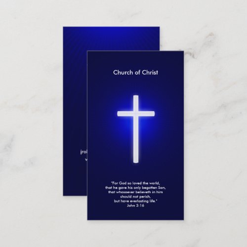 Christian White Cross  Dark Blue Business Card