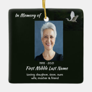 Christian White Egret Bird Memorial Keepsake Ceramic Ornament