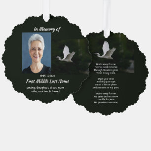 Christian White Egret Bird Memorial Keepsake Ornament Card