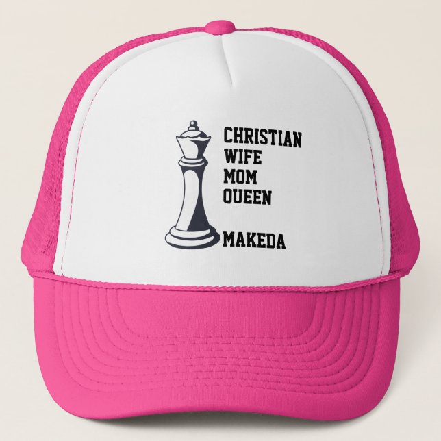 CHRISTIAN WIFE MOM Chess Queen Trucker Hat (Front)