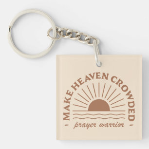 Christian woman girl quotes boho beige aesthetic keychain