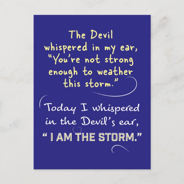 Christian Woman Postcards Devil whispered I am (Front)