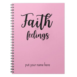 Christian Women Minimalist Faith Over Feelings  Notebook