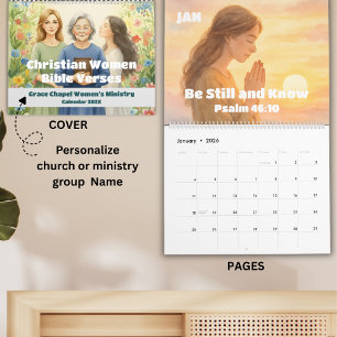 Christian Women Watercolor Bible Verse 2026 Calendar