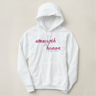 Christian womens hoodie: Strength & Honor Embroidered Hoodie