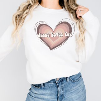 Christian Womens Sweatshirt Retro Jesus Graphic