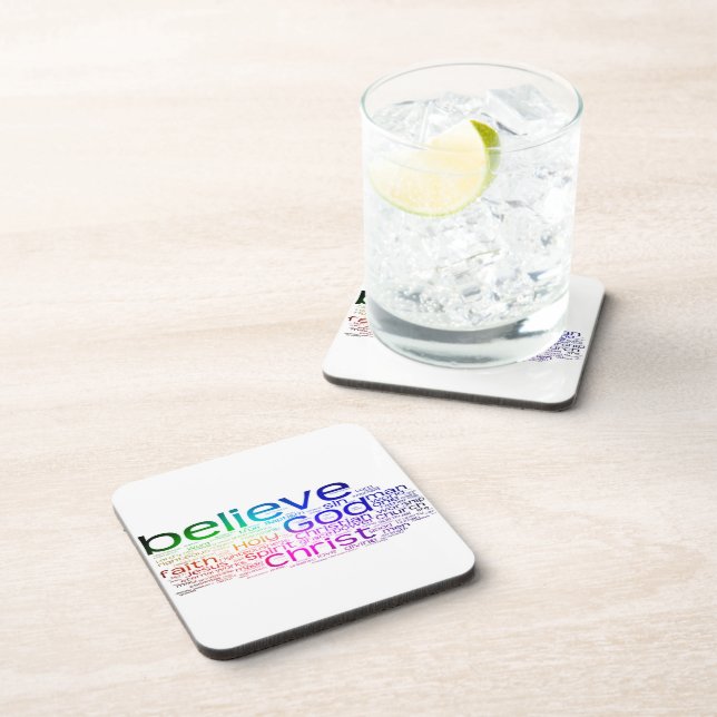 Christian word cloud beverage coaster (Right Side)