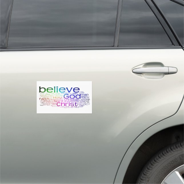 Christian word cloud car magnet (In Situ)