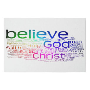 Christian word cloud faux canvas print