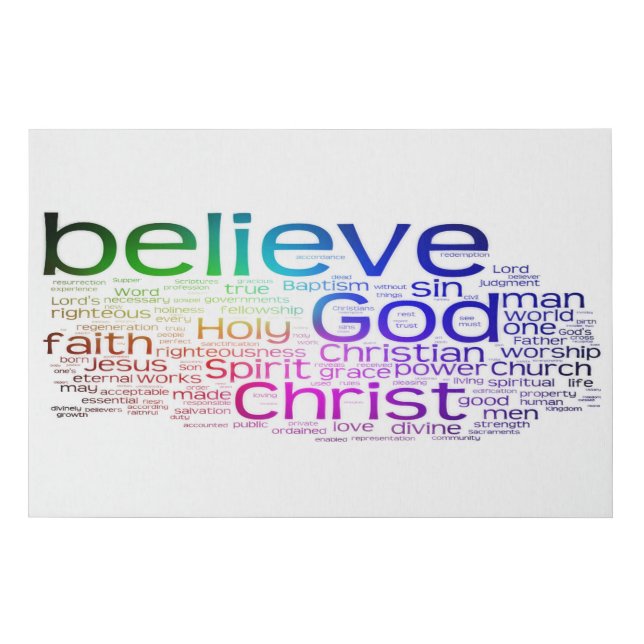 Christian word cloud faux canvas print (Front)