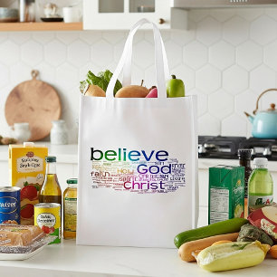 Christian word cloud grocery bag