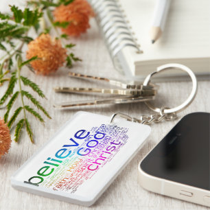 Christian word cloud keychain
