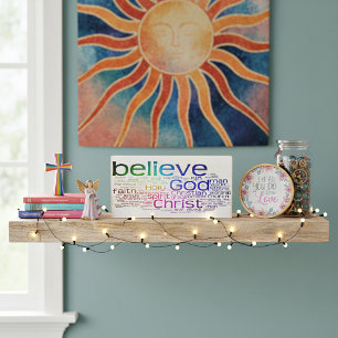 Christian word cloud wooden box sign