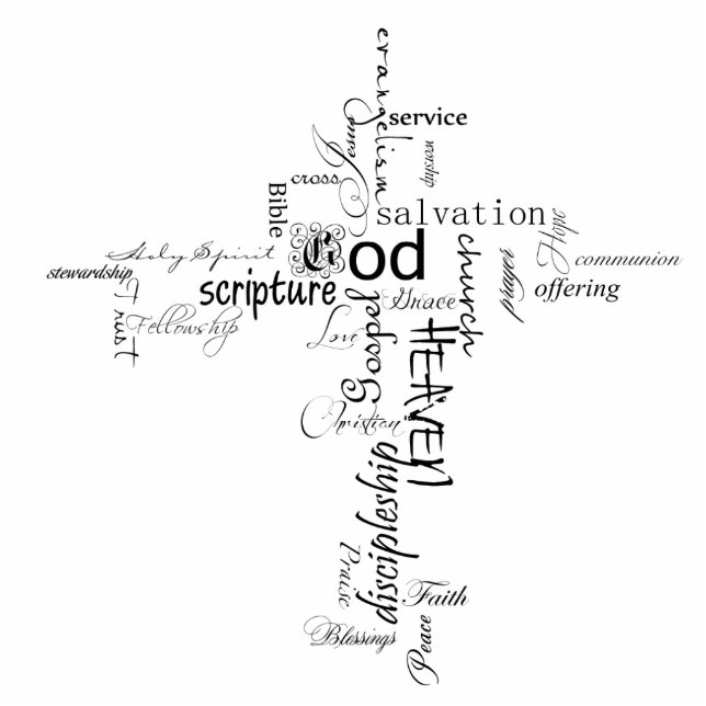 Christian words cross magnet (Front)