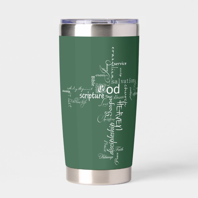 Christian words cross personalized insulated tumbler (Front)